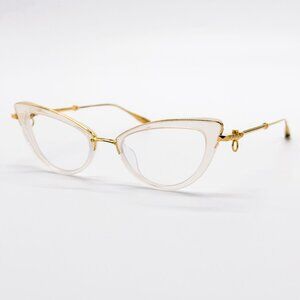 NEW VALENTINO DAYDREAM VLX-123C EYEGLASSES CAT EYE WOMEN GOLD/WHITE WITH CHAIN